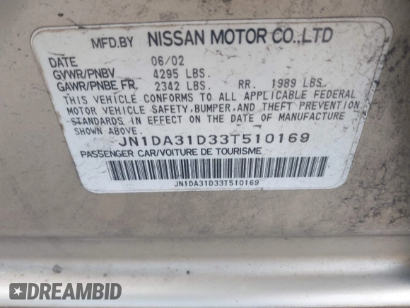2003 Nissan Maxima SE z VIN JN1DA31D33T510169, wystawiony jako IAAI lot #42339254 z przebiegiem 182 862 mil mil oraz . Historia ofert i sprzedaży dostępna na DreamBid. Obrazek 9.