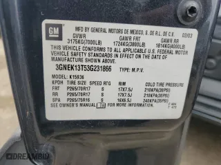 2003 Chevrolet Avalanche with VIN 3GNEK13T53G231866, listed as a Copart auction lot 53393665 with 0 mi miles and Salvage Title. Bid and sale history available at carsss.com. Image 12.