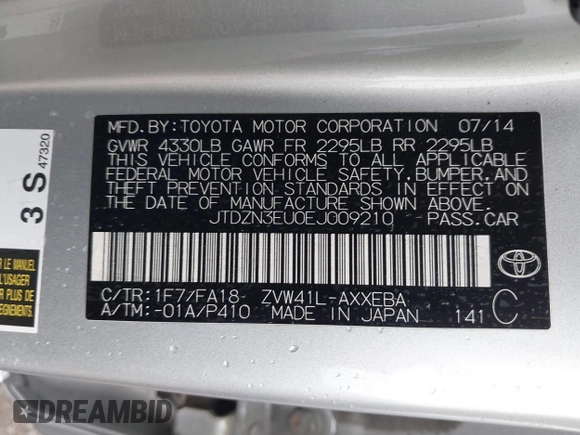 2014 Toyota Prius Two z VIN JTDZN3EU0EJ009210, wystawiony jako IAAI lot #42411066 z przebiegiem 124 588 mil mil oraz . Historia ofert i sprzedaży dostępna na DreamBid. Obrazek 9.