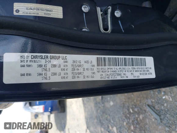 2014 Jeep Patriot Limited с VIN 1C4NJPCB7ED739942, выставлен на аукционе IAAI как лот 42705873 с пробегом 99 611 миль миль и . История ставок и продаж доступна на DreamBid. Изображение 9.