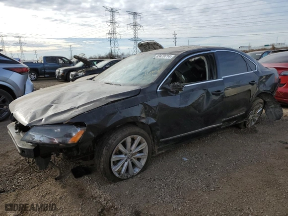 2012 Volkswagen Passat SEL with VIN 1VWCP7A30CC039522, listed as a Copart auction lot 83479714 with 121,096 mi miles and Salvage Title. Bid and sale history available at carsss.com. Image 1.