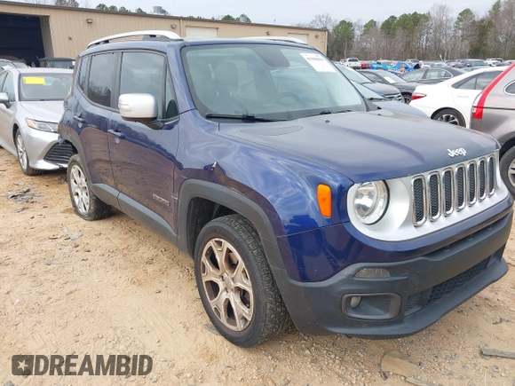2017 Jeep Renegade Limited with VIN ZACCJBDB9HPE72768, listed as a IAAI auction lot 41506030 with 93,657 mi miles and . Bid and sale history available at DreamBid. Image 1.