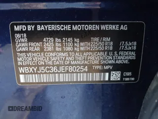 2018 BMW X2 xDrive28i with VIN WBXYJ5C36JEF80254, listed as a IAAI auction lot 41636541 with 98,137 mi miles. Bid and sale history available at carsss.com. Image 9.