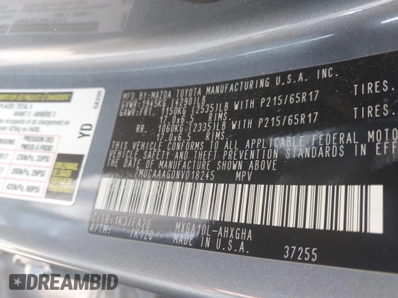 2022 Toyota Corolla Cross LE with VIN 7MUCAAAG0NV018245, listed as a IAAI auction lot 42039762 with 26,690 mi miles and . Bid and sale history available at DreamBid. Image 9.