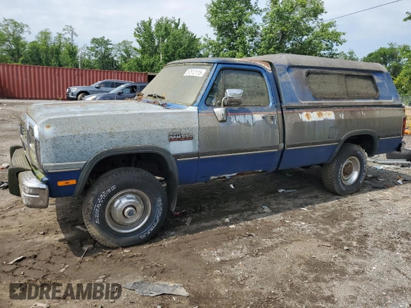 1991 Dodge D/W 250 z VIN 1B7KM26C5MS319916, wystawiony jako Copart lot #57512115 z przebiegiem 77 179 mil mil oraz Czysty tytuł • Clean title. Historia ofert i sprzedaży dostępna na DreamBid. Obrazek 1.