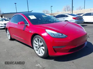 2018 Tesla Model 3 Long Range Battery with VIN 5YJ3E1EB5JF146184, listed as a IAAI auction lot 41808346 with 97,496 mi miles and . Bid and sale history available at DreamBid. Image 1.