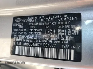 2023 Hyundai NEXO Limited z VIN KM8J84A6XPU034372, wystawiony jako Copart lot #46191835 z przebiegiem 21 507 mil mil oraz Szkoda całkowita • Salvage title. Historia ofert i sprzedaży dostępna na DreamBid. Obrazek 13.