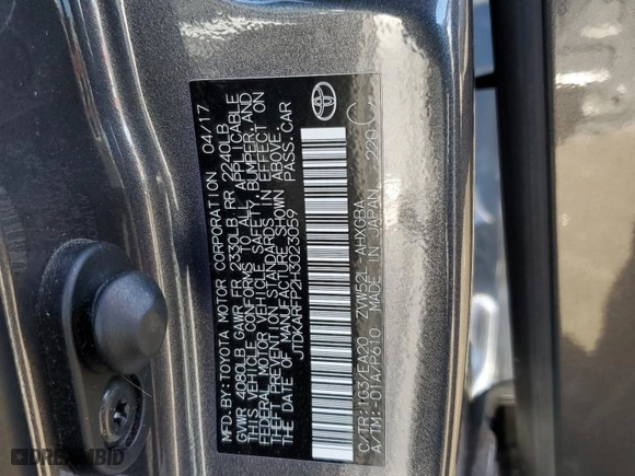 2017 Toyota Prius Prime Plus with VIN JTDKARFP2H3023059, listed as a Copart auction lot 44699265 with 72,275 mi miles and Salvage Title. Bid and sale history available at carsss.com. Image 14.