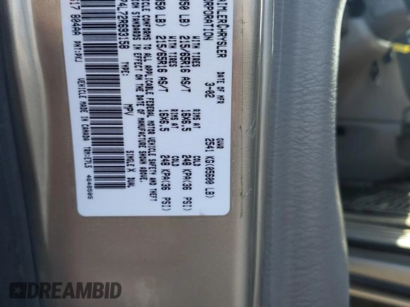2002 Dodge Caravan EX with VIN 2B8GP74L72R693158, listed as a Copart auction lot 46673595 with 181,451 mi miles and Salvage Title. Bid and sale history available at carsss.com. Image 13.