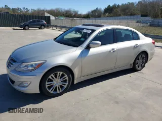 2013 Hyundai Genesis 3.8L with VIN KMHGC4DD4DU246604, listed as a Copart auction lot 47034285 with 146,302 mi miles and Salvage Title. Bid and sale history available at carsss.com. Image 1.