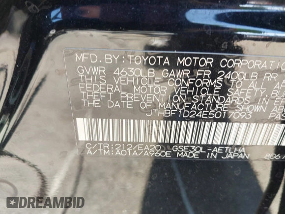 2014 Lexus IS 250 z VIN JTHBF1D24E5017093, wystawiony jako IAAI lot #41593166 z przebiegiem 150 105 mil mil oraz . Historia ofert i sprzedaży dostępna na DreamBid. Obrazek 9.