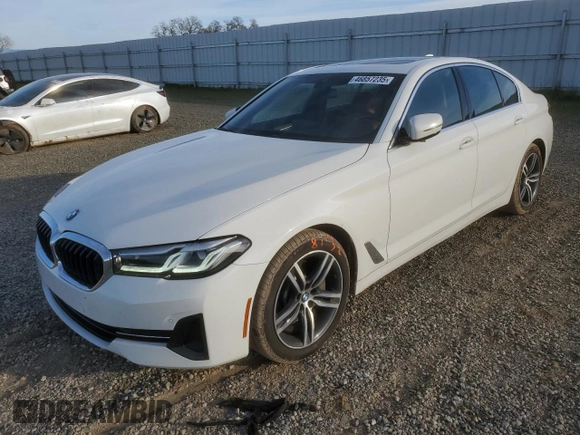 2021 BMW 5 Series 530i xDrive with VIN WBA13BJ09MWW90983, listed as a Copart auction lot 46857235 with 34,831 mi miles and Salvage Title. Bid and sale history available at carsss.com. Image 1.