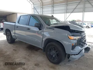 2024 Chevrolet Silverado 1500 Custom with VIN 1GCPABEK0RZ328996, listed as a IAAI auction lot 41918462 with 14,689 mi miles and . Bid and sale history available at DreamBid. Image 1.