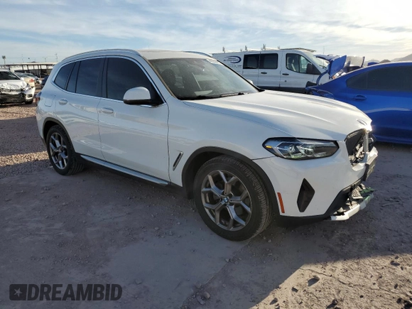 2022 BMW X3 sDrive30i with VIN 5UX43DP09N9J15297, listed as a Copart auction lot 46550435 with 49,750 mi miles and Salvage Title. Bid and sale history available at DreamBid. Image 4.