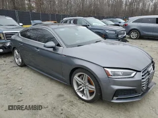 2018 Audi A5 Sportback Premium Plus with VIN WAUENCF53JA005570, listed as a Copart auction lot 45690585 with 104,364 mi miles and Salvage Title. Bid and sale history available at carsss.com. Image 4.