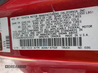2009 Toyota Tacoma with VIN 5TEUU42NX9Z621023, listed as a IAAI auction lot 41551409 with 161,486 mi miles. Bid and sale history available at carsss.com. Image 9.