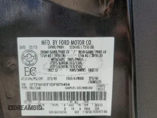 2013 Ford F-150 XL with VIN 1FTFW1EF1DFB70494, listed as a Copart auction lot 61549945 with 124,216 mi miles and Salvage title. Bid and sale history available at DreamBid. Image 12.