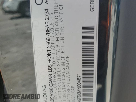 2021 Audi A5 Cabriolet Premium Plus z VIN WAUWAGF56MN004871, wystawiony jako Copart lot #56628655 z przebiegiem Nie podano mil oraz Szkoda całkowita • Salvage title. Historia ofert i sprzedaży dostępna na DreamBid. Obrazek 13.