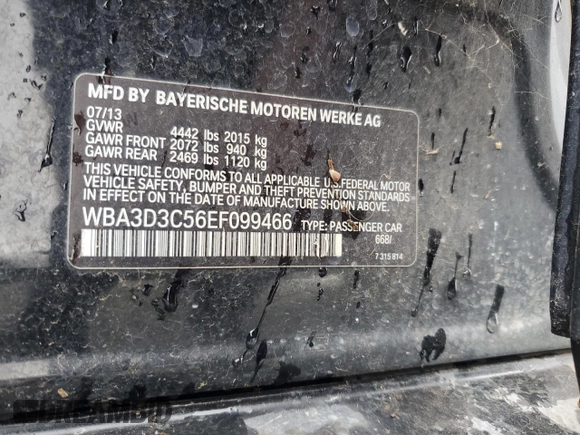 2014 BMW 3 Series 328d with VIN WBA3D3C56EF099466, listed as a Copart auction lot 45144095 with 118,533 mi miles and Clean Title. Bid and sale history available at carsss.com. Image 12.