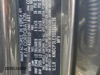 2025 Kia Niro LX with VIN KNDCP3LE3S5215136, listed as a Copart auction lot 43870085 with 3,981 mi miles and Salvage Title. Bid and sale history available at carsss.com. Image 12.