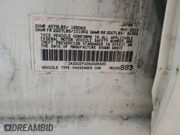 2010 Mitsubishi Lancer ES with VIN JA32U2FU2AU026420, listed as a Copart auction lot 51622115 with 207,817 mi miles and Salvage Title. Bid and sale history available at carsss.com. Image 14.
