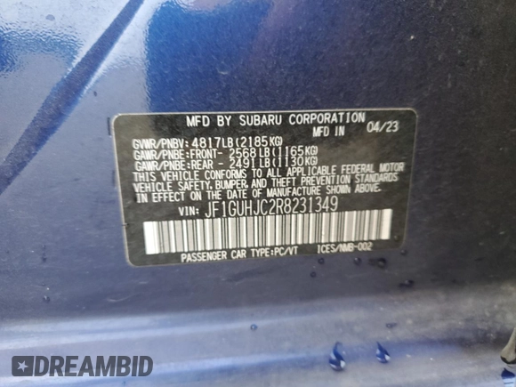2024 Subaru Impreza RS z VIN JF1GUHJC2R8231349, wystawiony jako Copart lot #89410965 z przebiegiem 41 725 mil mil oraz Szkoda całkowita • Salvage title. Historia ofert i sprzedaży dostępna na DreamBid. Obrazek 12.