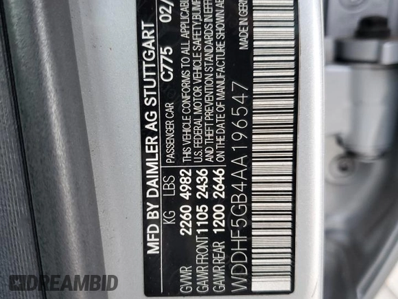2010 Mercedes-Benz E 350 Luxury with VIN WDDHF5GB4AA196547, listed as a Copart auction lot 46485245 with 126,400 mi miles and Salvage Title. Bid and sale history available at carsss.com. Image 14.