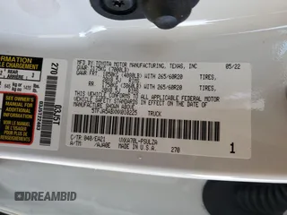 2022 Toyota Tundra Limited with VIN 5TFJA5ABXNX010225, listed as a Copart auction lot 41929245 with 28,476 mi miles and Salvage title. Bid and sale history available at DreamBid. Image 13.