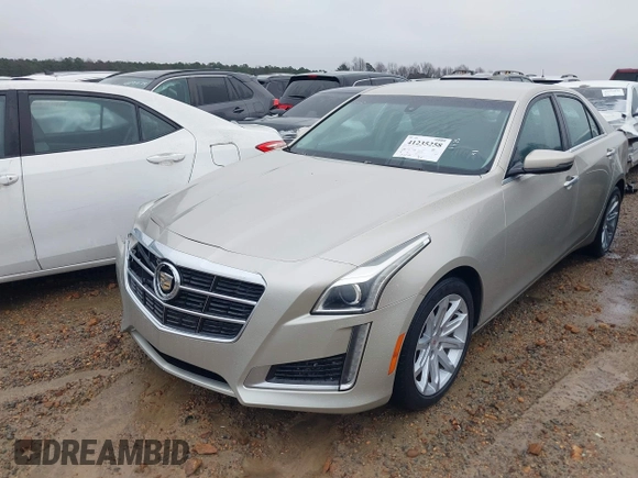 2014 Cadillac CTS Sedan RWD with VIN 1G6AP5SX8E0184038, listed as a IAAI auction lot 41235258 with 107,420 mi miles. Bid and sale history available at carsss.com. Image 2.