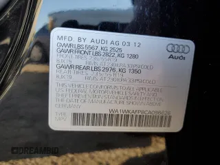 2012 Audi Q5 Prestige with VIN WA1WKAFP8CA096628, listed as a Copart auction lot 89010135 with 100,386 mi miles and Salvage title. Bid and sale history available at DreamBid. Image 12.