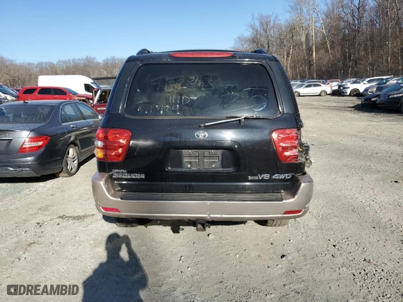 2002 Toyota Sequoia SR5 with VIN 5TDBT44A92S079002, listed as a Copart auction lot 48105725 with 349,080 mi miles and Salvage Title. Bid and sale history available at carsss.com. Image 6.