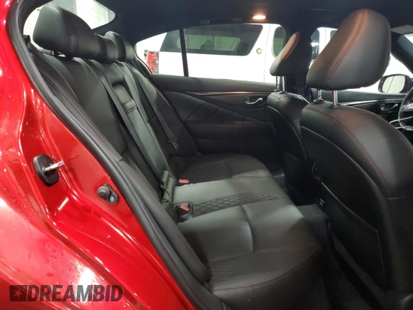 2021 Infiniti Q50 Red Sport 400 with VIN JN1FV7DR0MM880308, listed as a Copart auction lot 86103434 with 27,845 mi miles and Salvage Title. Bid and sale history available at DreamBid. Image 10.
