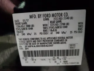 2017 Ford Edge SEL with VIN 2FMPK4J90HBB42397, listed as a Copart auction lot 86155114 with 84,898 mi miles and Clean Title. Bid and sale history available at carsss.com. Image 13.