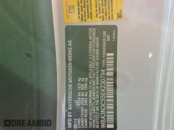 2014 BMW 4 Series 428i z VIN WBA3N3C55EK230794, wystawiony jako Copart lot #66760454 z przebiegiem 72 727 mil mil oraz Szkoda całkowita • Salvage title. Historia ofert i sprzedaży dostępna na DreamBid. Obrazek 14.