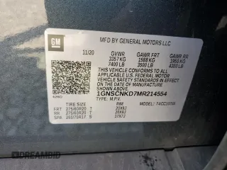 2021 Chevrolet Tahoe LT with VIN 1GNSCNKD7MR214554, listed as a Copart auction lot 61568525 with 47,302 mi miles and Salvage title. Bid and sale history available at DreamBid. Image 13.
