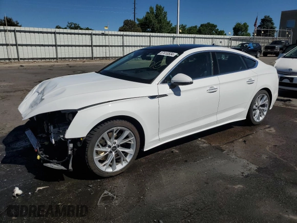 2023 Audi A5 Sportback Premium Plus with VIN WAUCBCF5XPA036078, listed as a Copart auction lot 57410534 with 12,848 mi miles and Salvage Title. Bid and sale history available at carsss.com. Image 1.