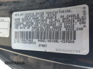 2003 Toyota Camry LE with VIN 4T1BE30K33U243758, listed as a IAAI auction lot 42169032 with 260,336 mi miles and . Bid and sale history available at DreamBid. Image 9.