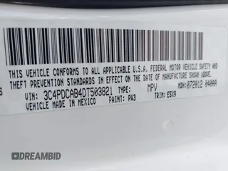 2013 Dodge Journey American Value with VIN 3C4PDCAB4DT503821, listed as a IAAI auction lot 42462848 with 109,902 mi miles and . Bid and sale history available at DreamBid. Image 9.