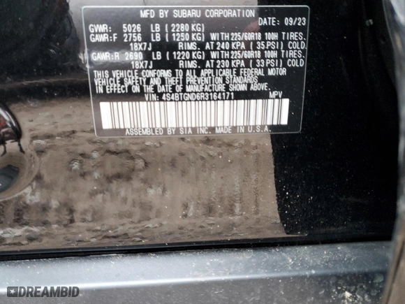 2024 Subaru Outback Limited XT with VIN 4S4BTGND6R3164171, listed as a Copart auction lot 78801653 with 0 mi miles and Clean Title. Bid and sale history available at carsss.com. Image 12.