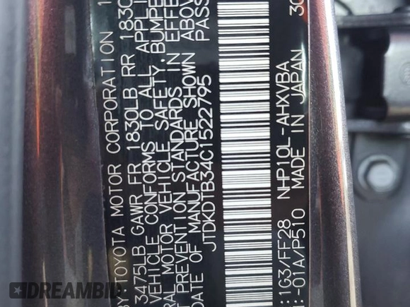 2012 Toyota Prius One with VIN JTDKDTB34C1522795, listed as a Copart auction lot 42779115 with 80,581 mi miles and Salvage Title. Bid and sale history available at carsss.com. Image 13.