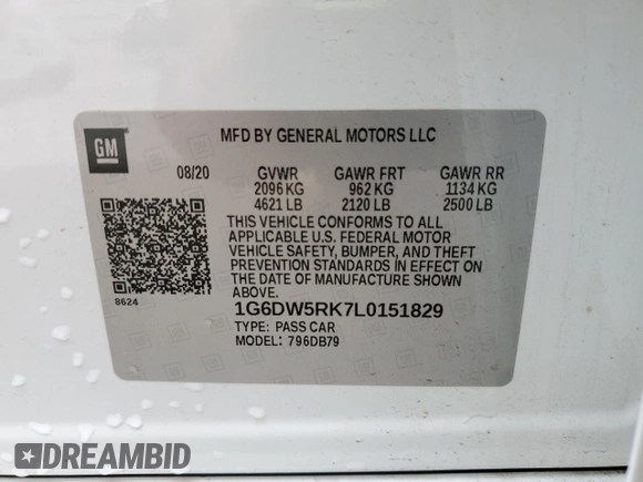 2020 Cadillac CT5 Luxury with VIN 1G6DW5RK7L0151829, listed as a Copart auction lot 58823325 with 78,054 mi miles and Salvage title. Bid and sale history available at DreamBid. Image 13.