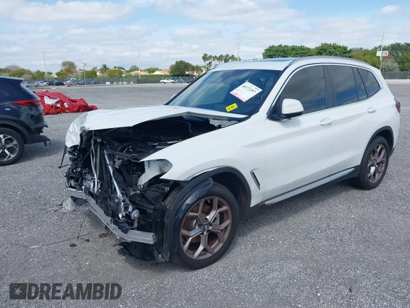 2022 BMW X3 xDrive30i with VIN 5UX53DP08N9M80851, listed as a IAAI auction lot 40173357 with 18,889 mi miles and . Bid and sale history available at DreamBid. Image 2.