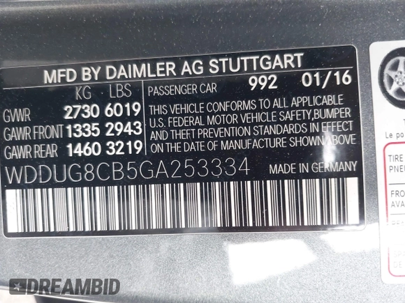 2016 Mercedes-Benz S 550 with VIN WDDUG8CB5GA253334, listed as a IAAI auction lot 42087794 with 91,315 mi miles and . Bid and sale history available at carsss.com. Image 9.