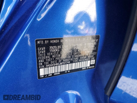 2018 Honda Fit Sport z VIN 3HGGK5H60JM707744, wystawiony jako Copart lot #54781925 z przebiegiem 89 320 mil mil oraz Szkoda całkowita • Salvage title. Historia ofert i sprzedaży dostępna na DreamBid. Obrazek 12.