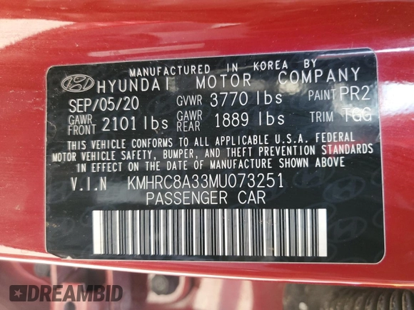 2021 Hyundai Venue SEL with VIN KMHRC8A33MU073251, listed as a Copart auction lot 54478155 with 59,531 mi miles and Clean Title. Bid and sale history available at carsss.com. Image 13.