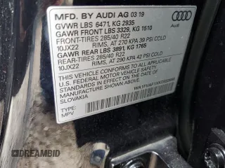 2019 Audi Q8 Prestige z VIN WA1FVAF1XKD033658, wystawiony jako Copart lot #56210205 z przebiegiem 43 587 mil mil oraz Szkody całkowita. Historia ofert i sprzedaży dostępna na DreamBid. Obrazek 13.