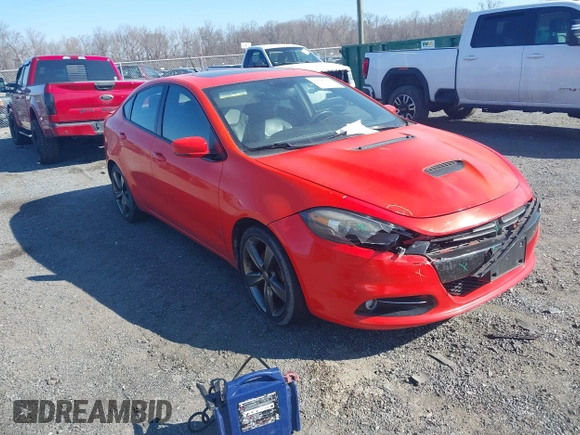 2016 Dodge Dart GT with VIN 1C3CDFEBXGD624717, listed as a IAAI auction lot 41688040 with 119,550 mi miles. Bid and sale history available at carsss.com. Image 1.