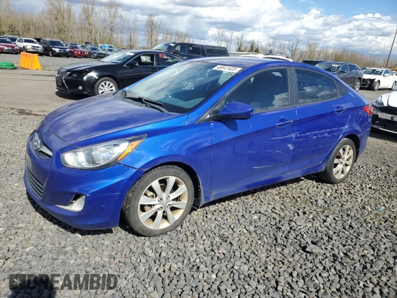 2013 Hyundai Accent GLS with VIN KMHCU4AE5DU301361, listed as a Copart auction lot 46841405 with 148,545 mi miles and Salvage Title. Bid and sale history available at carsss.com. Image 1.