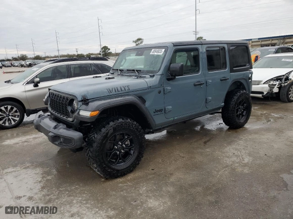 2024 Jeep Wrangler Sport with VIN 1C4PJXDG5RW251022, listed as a Copart auction lot 88949835 with 3,708 mi miles and Salvage Title. Bid and sale history available at carsss.com. Image 1.