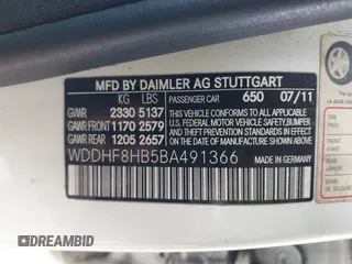 2011 Mercedes-Benz E 350 Luxury with VIN WDDHF8HB5BA491366, listed as a IAAI auction lot 42101099 with 310,217 mi miles and . Bid and sale history available at DreamBid. Image 9.
